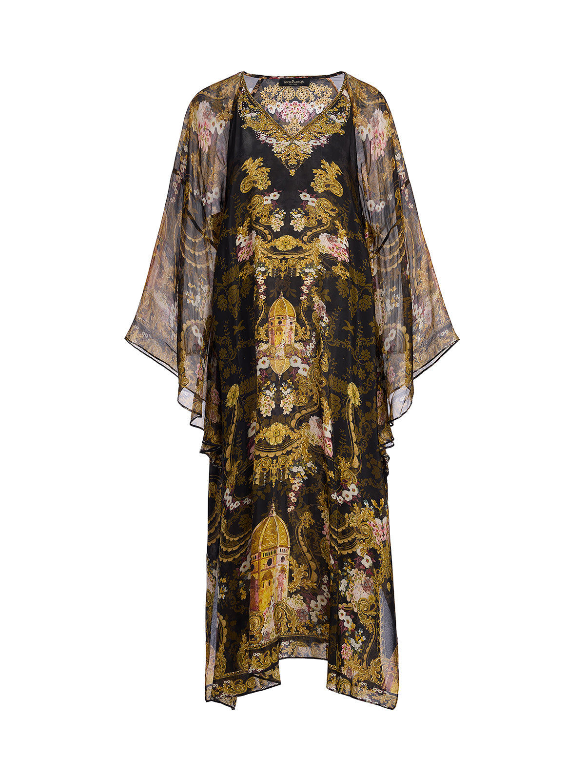 Baroque-Print Silk Dress