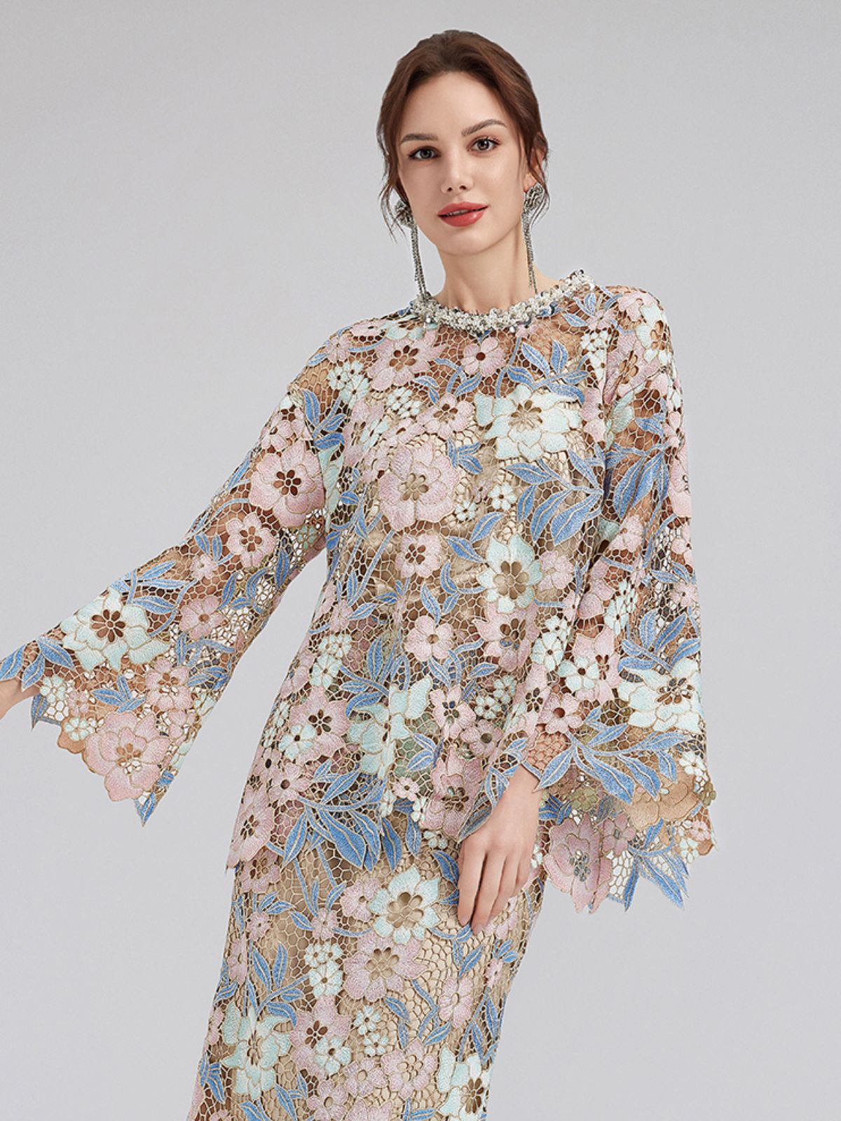 Custom Guipure Lace Floral Top