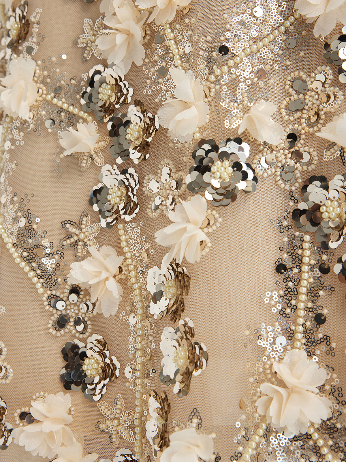 Sequin Floral Embroidery Elastic Fishtail Skirt