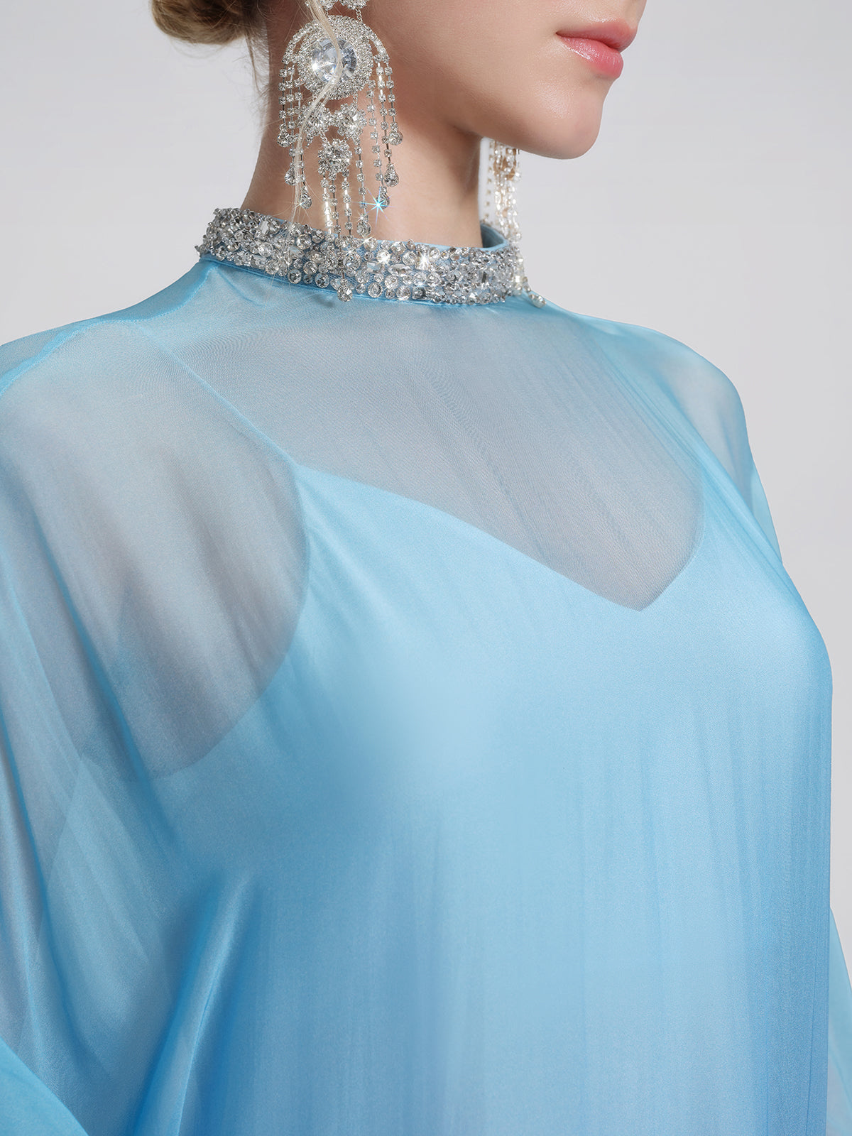Beaded Gradient Batwing Sleeve Maxi Dress (Slip Dress Included)