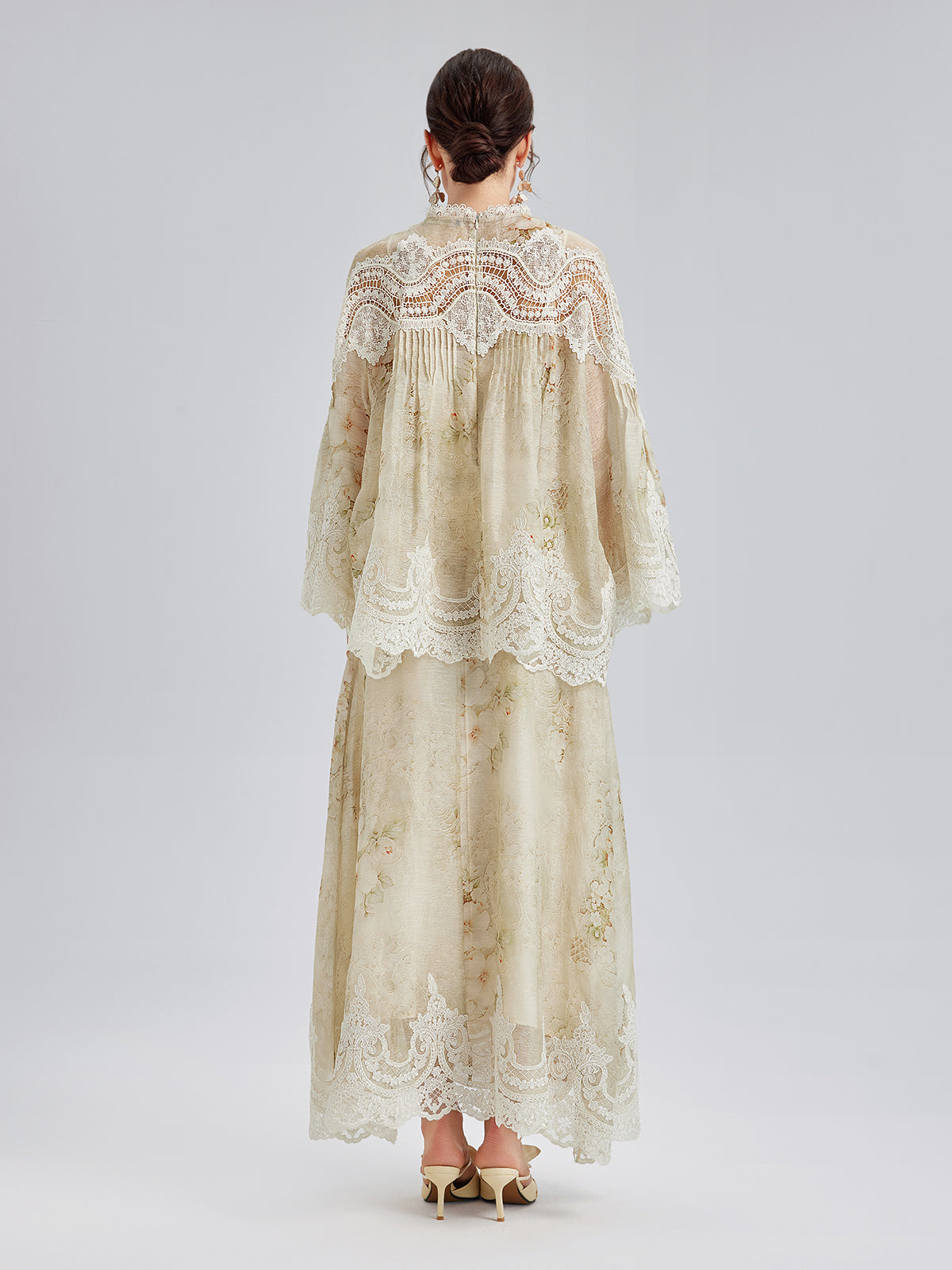 Silk-Linen Baroque Lace Skirt