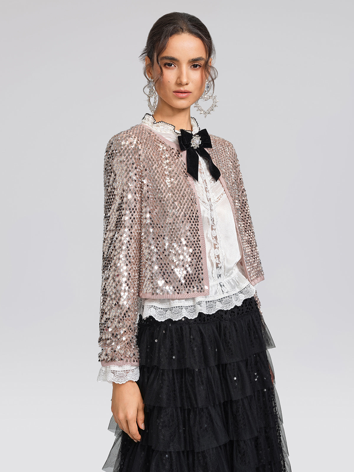 Champagne Sequin Trim Jacket