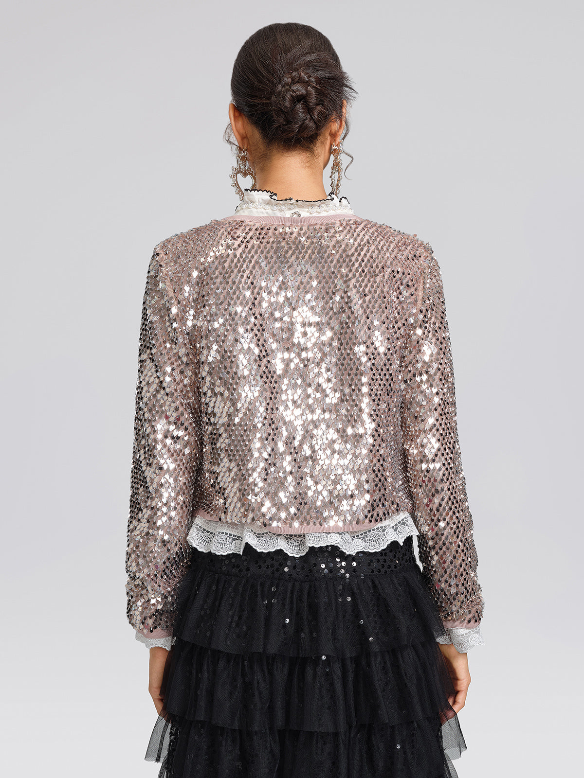 Champagne Sequin Trim Jacket