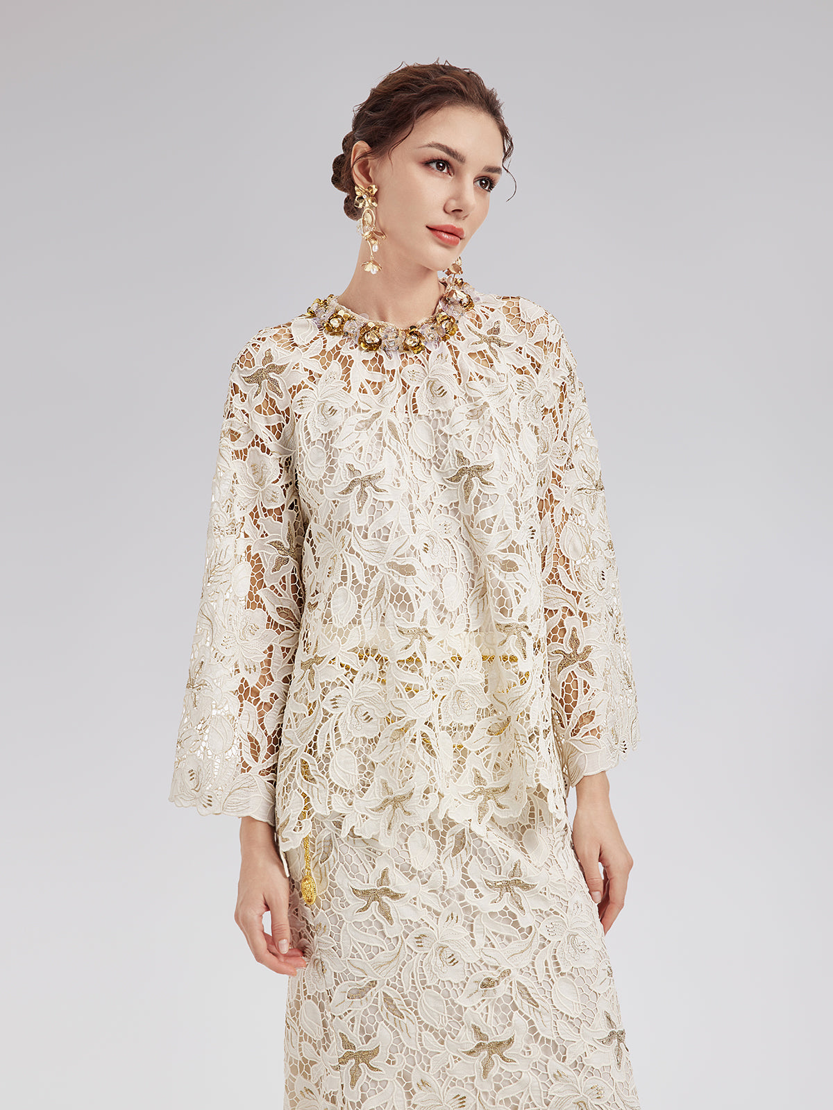 Textured Lace Beaded Top