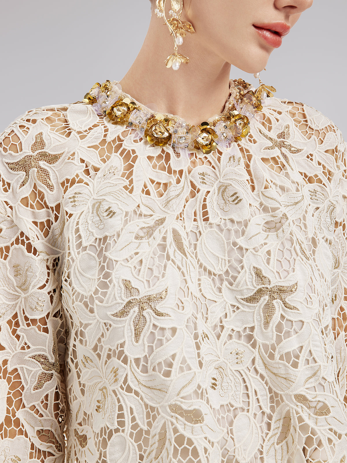 Textured Lace Beaded Top