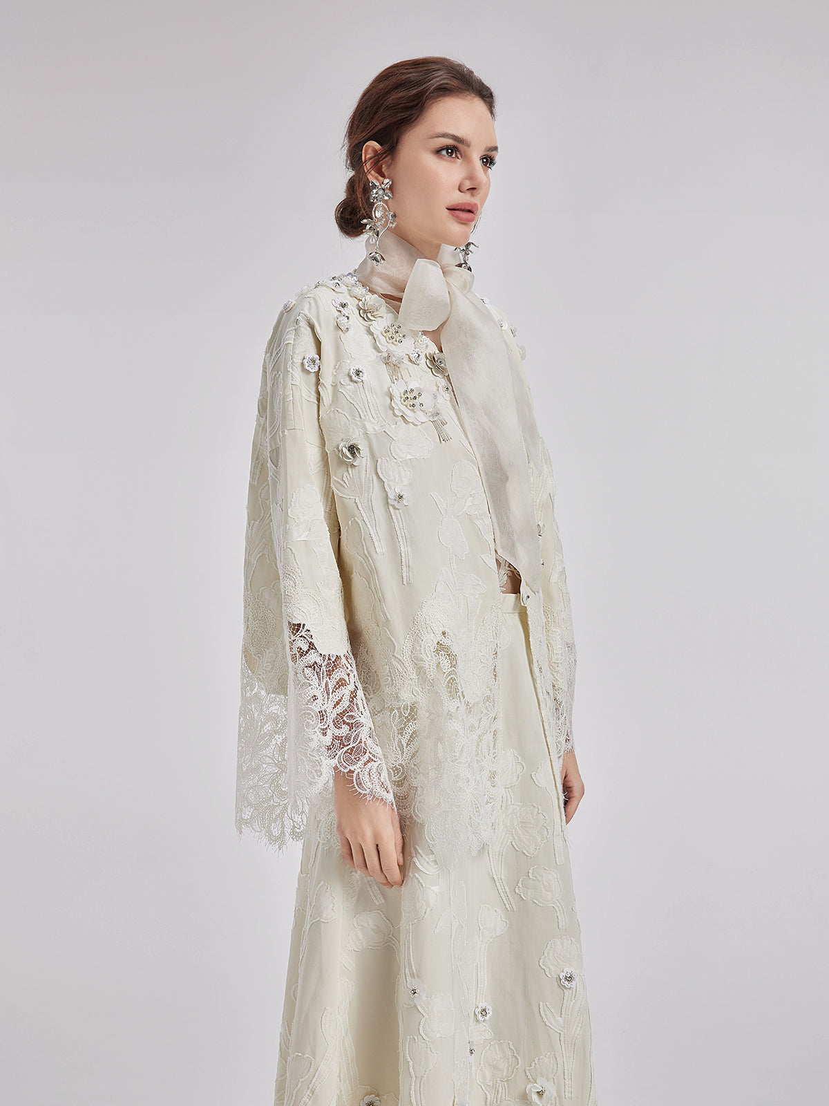 Final Sale | Custom Beaded Lace Jacquard Coat