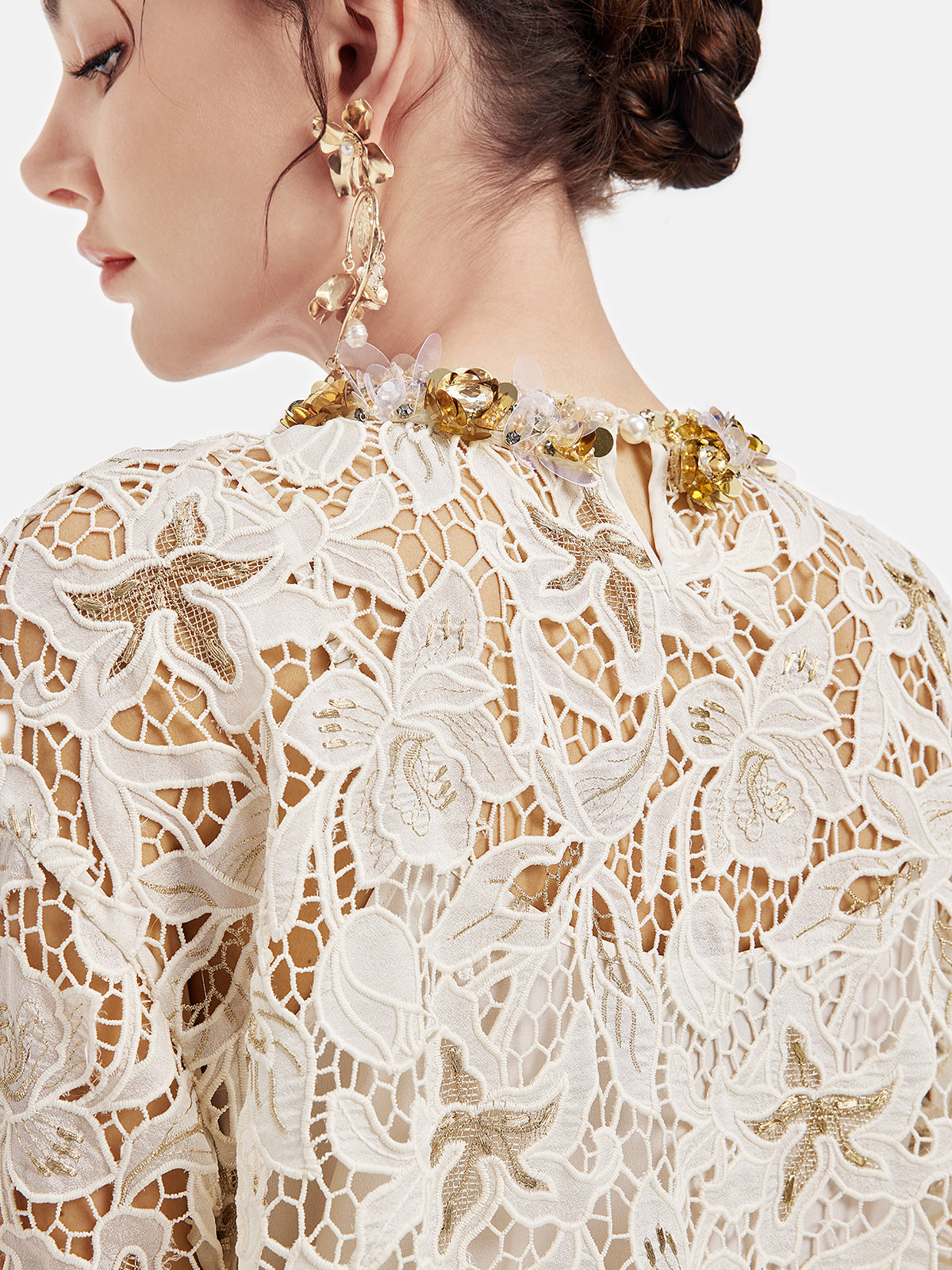 Textured Lace Beaded Top