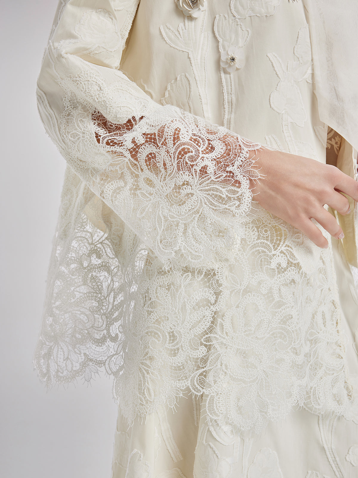 Final Sale | Custom Beaded Lace Jacquard Coat