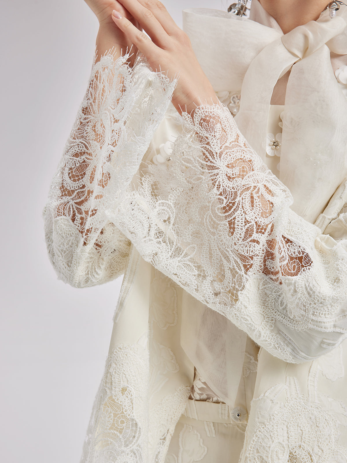 Final Sale | Custom Beaded Lace Jacquard Coat