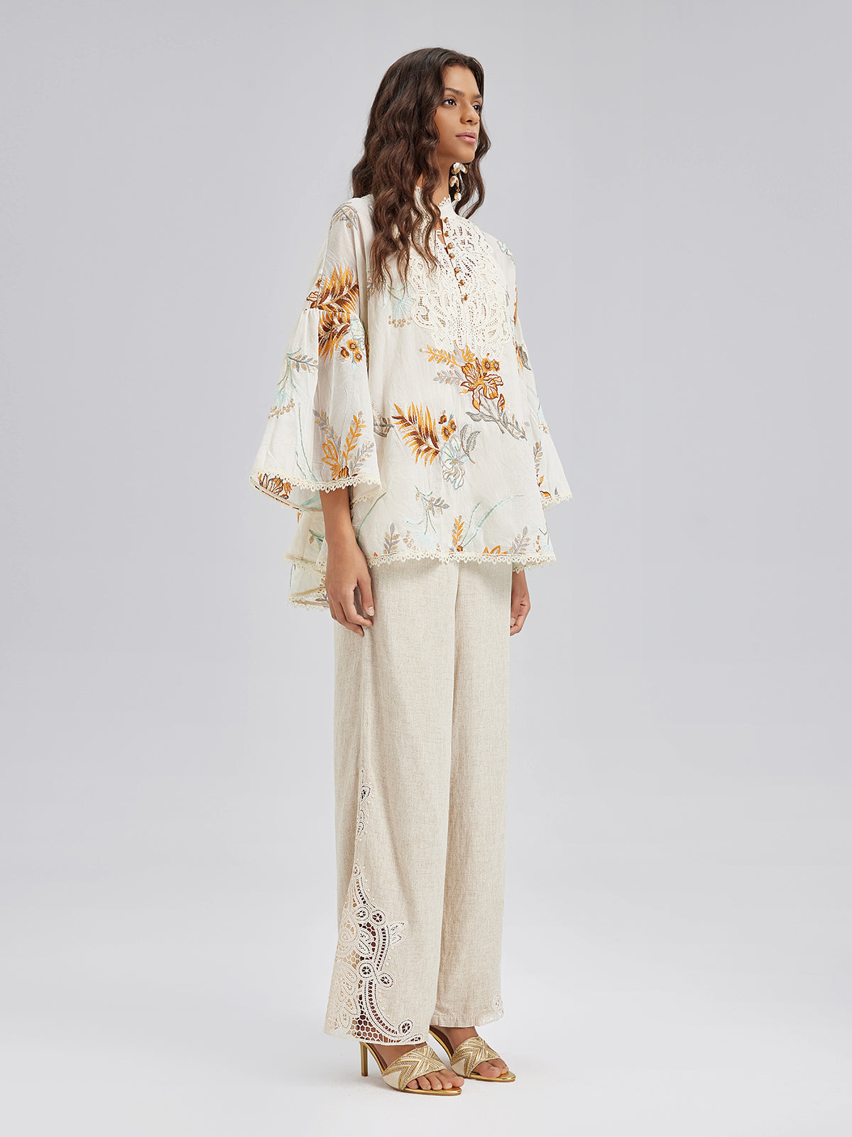 Artistic Floral Embroidered Lace Top