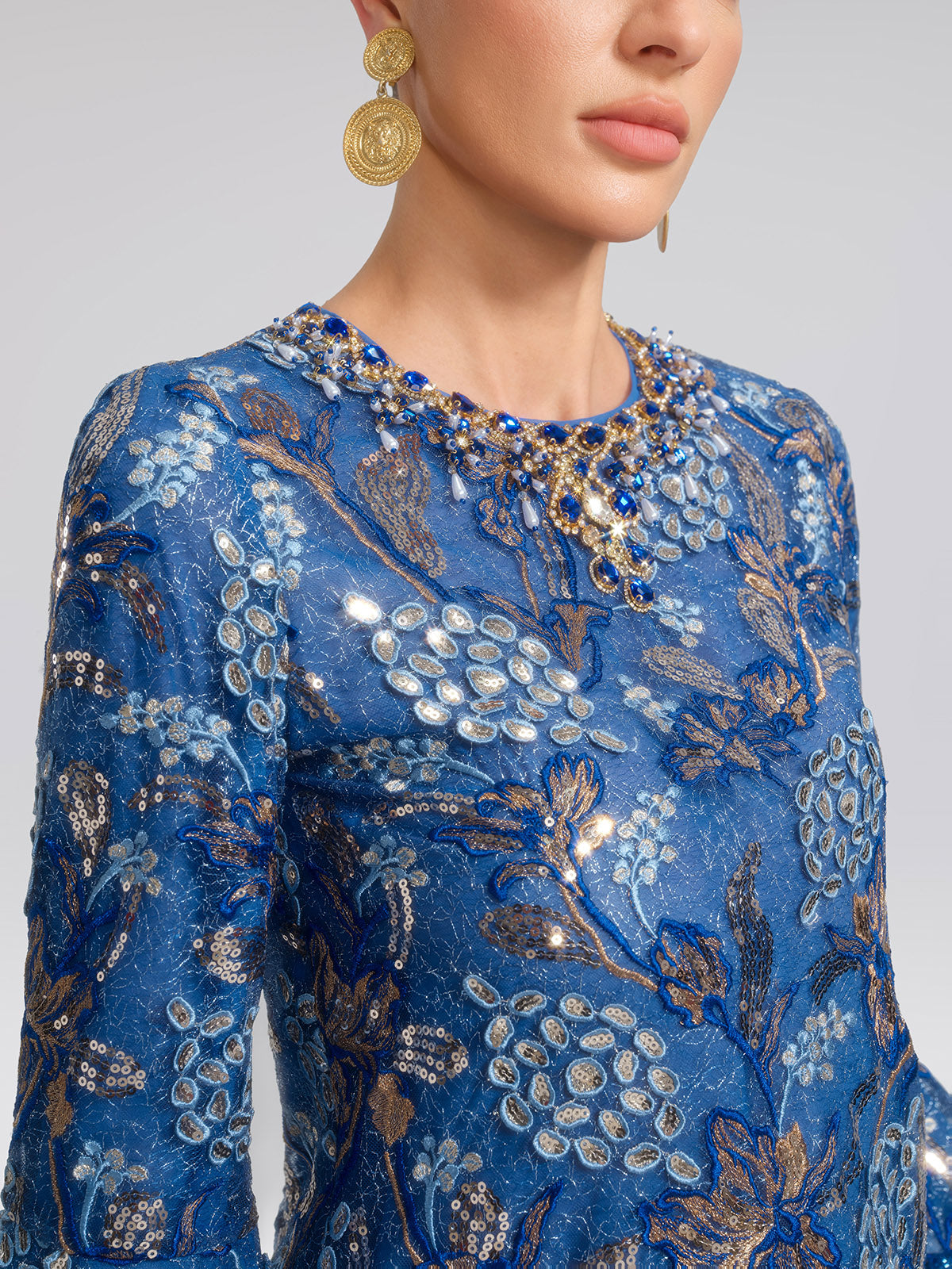 Sequin Jacquard Crystal Embellished Dress