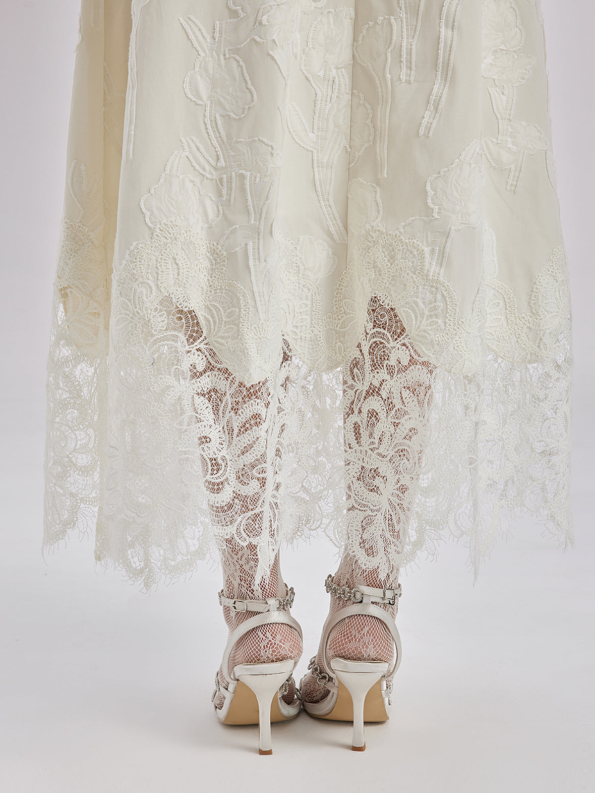 Final Sale | Custom Beaded Lace Jacquard Skirt