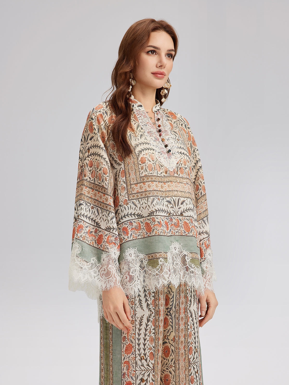 Botanical Lace Panel Resort Top