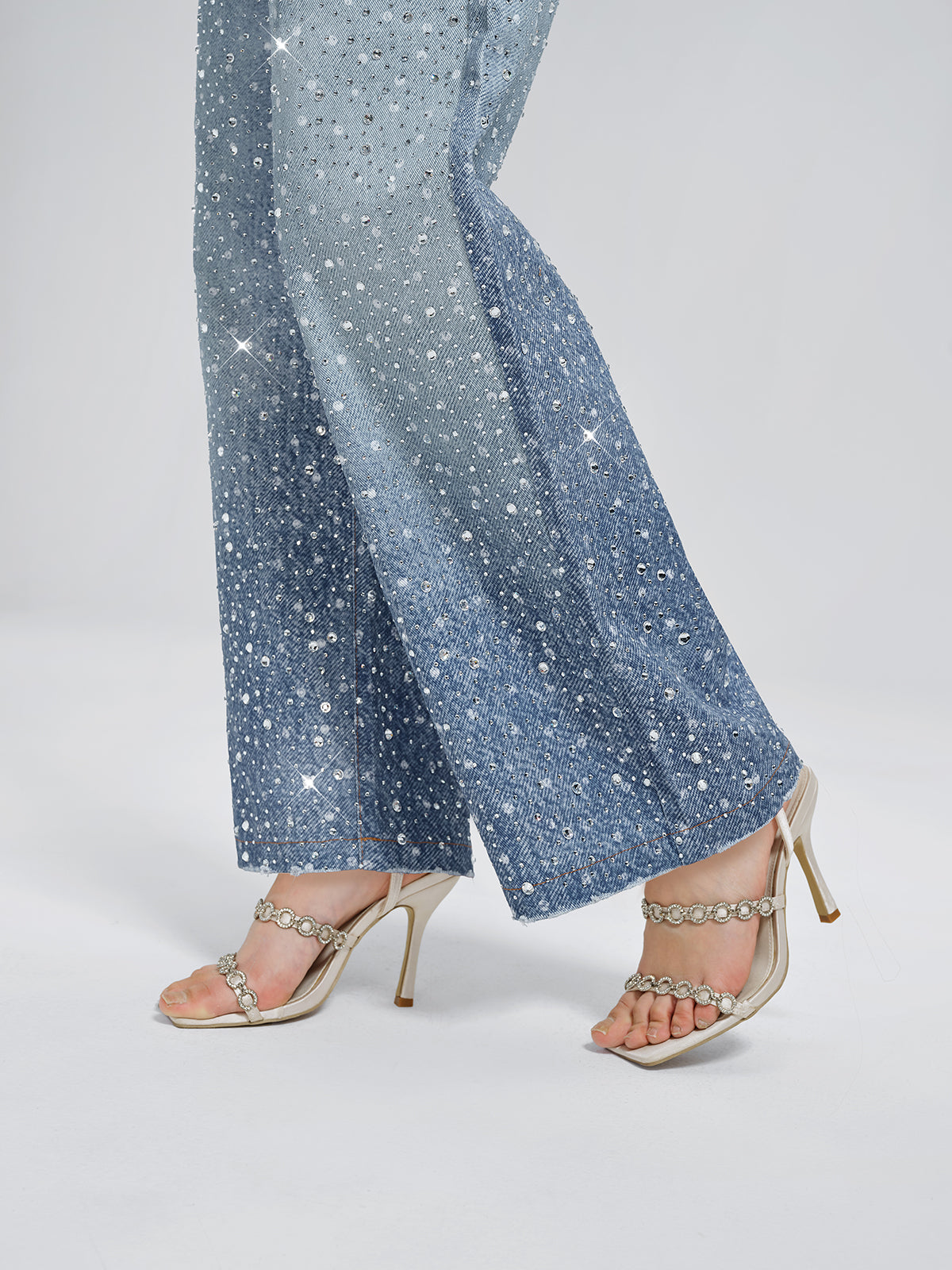 Crystal-Embellished Straight Jeans