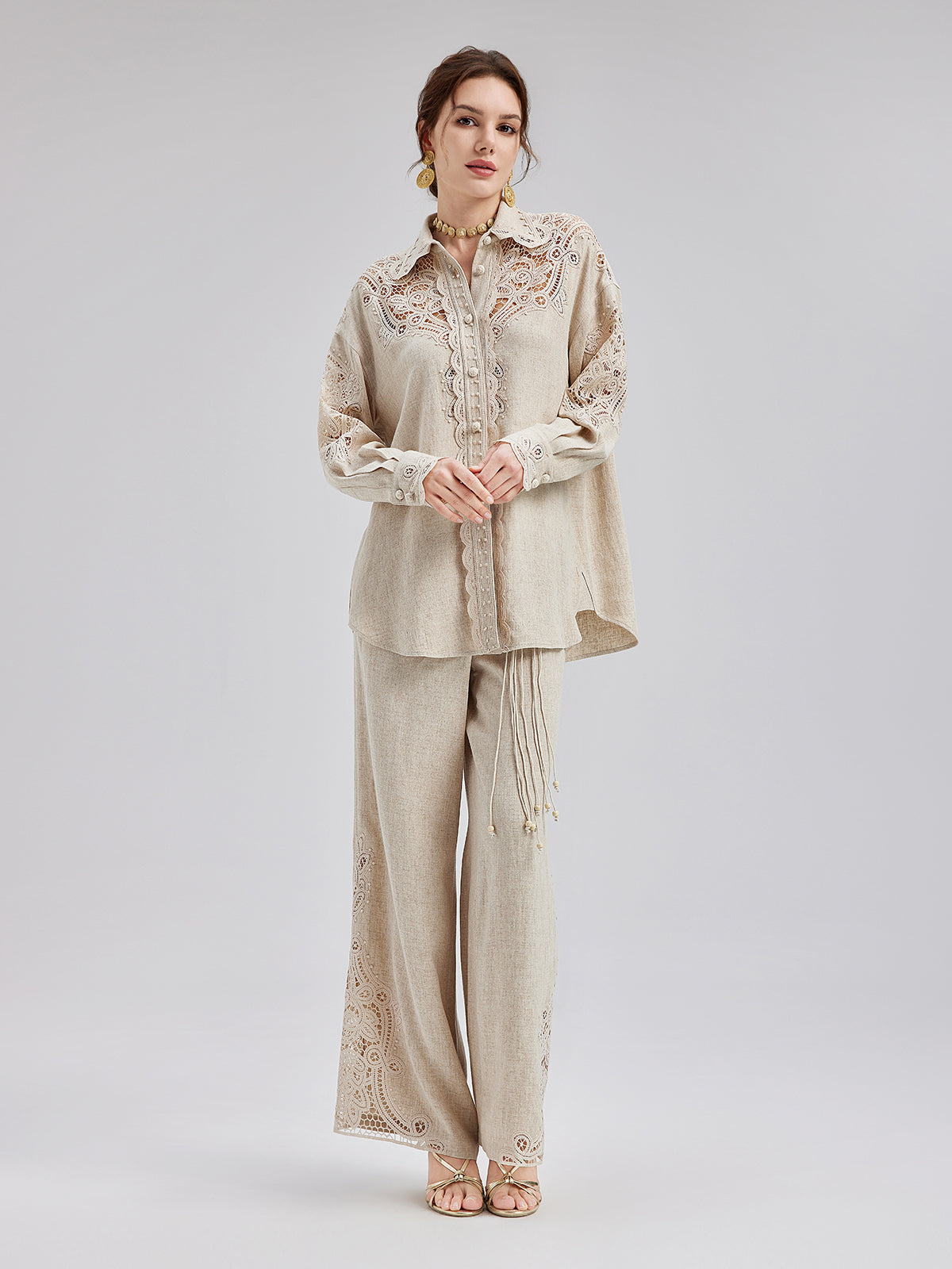 Final Sale | French Ramie Lace Detail Top