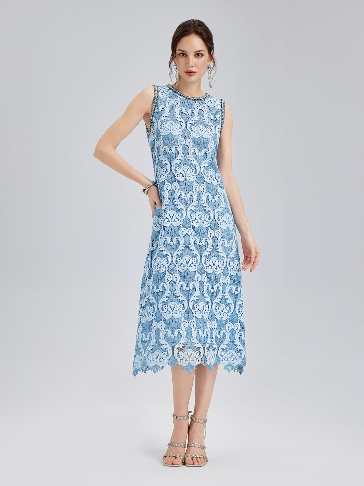 Final Sale | Baroque Two-Tone Lace Dress