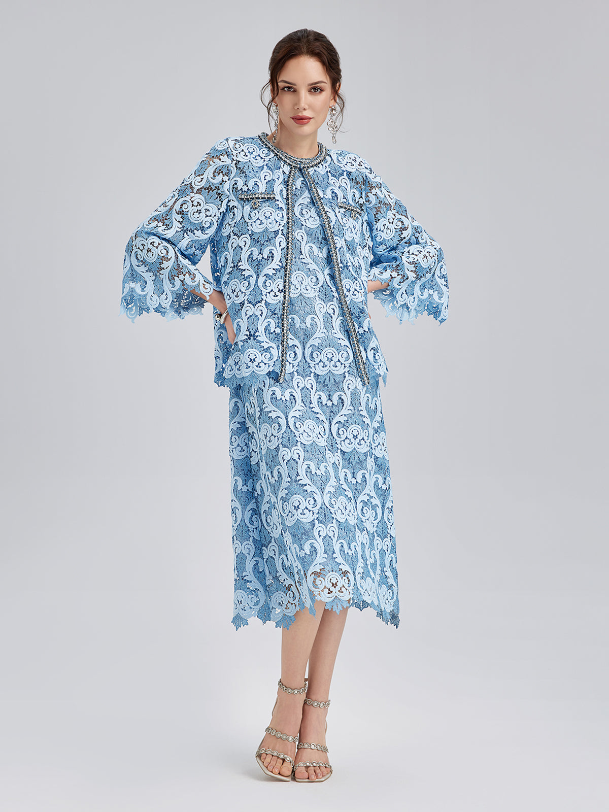 Final Sale | Baroque Two-Tone Lace Dress