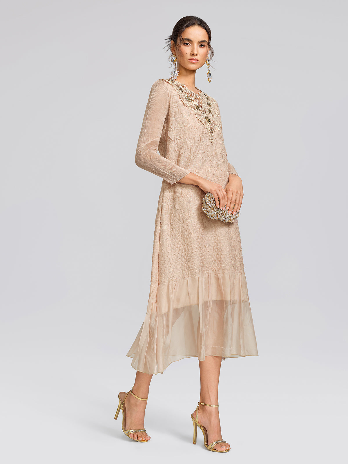 Pleated Organza Mermaid Dress
