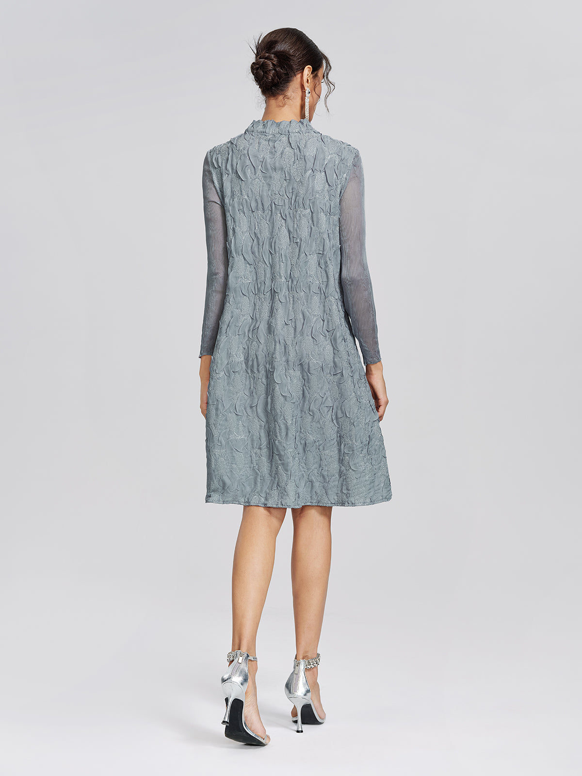 Pleated Organza Lace Dress
