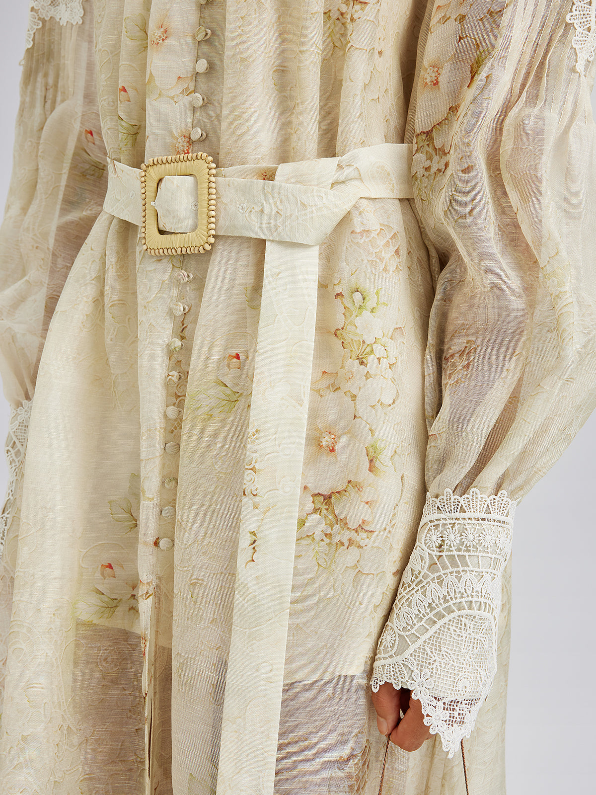 Final Sale | Silk-Linen Floral Lace Dress