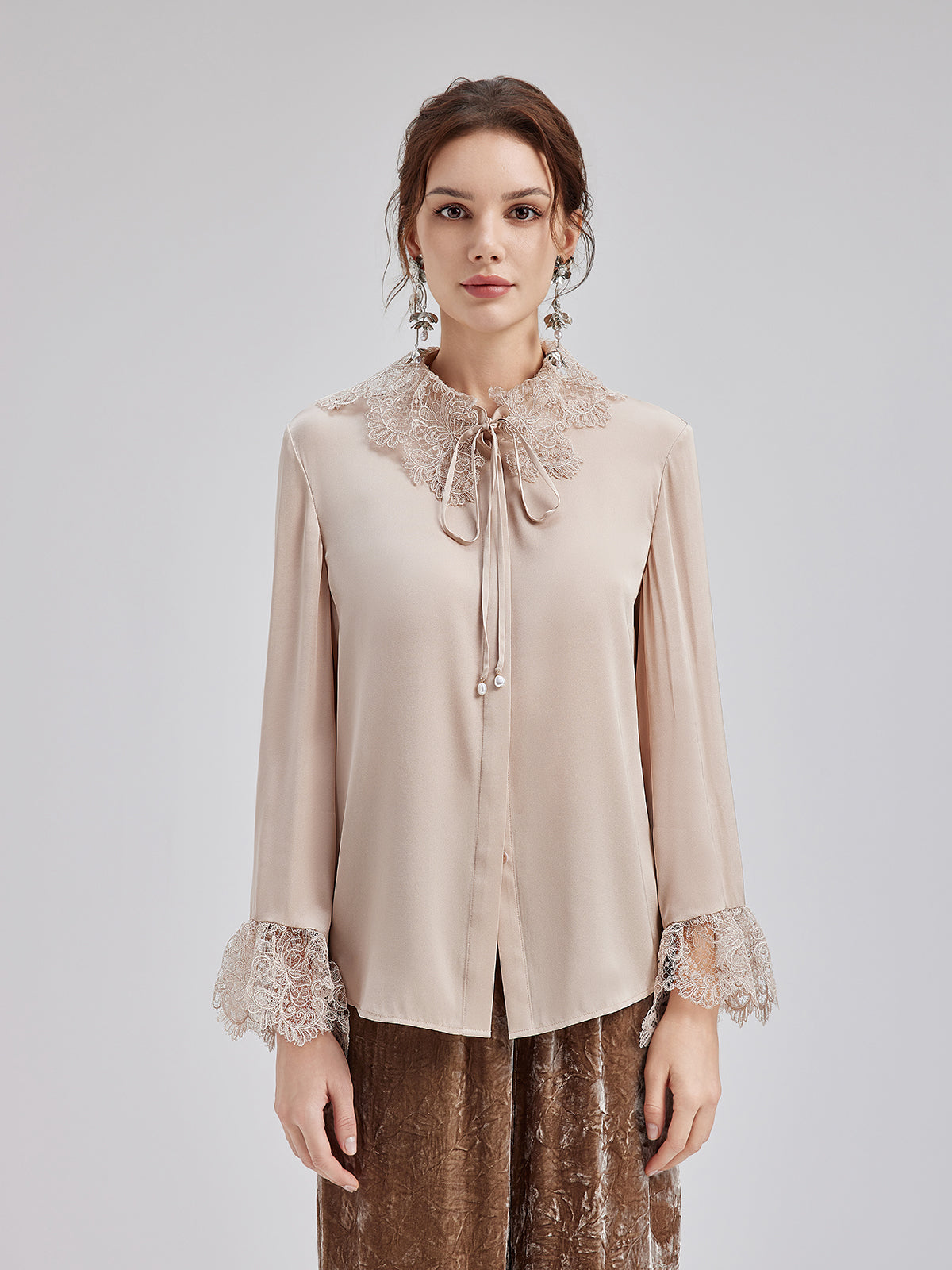 Final Sale | Silk Lace Collar Shirt