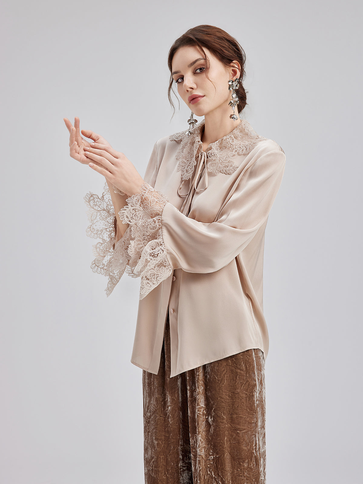 Final Sale | Silk Lace Collar Shirt