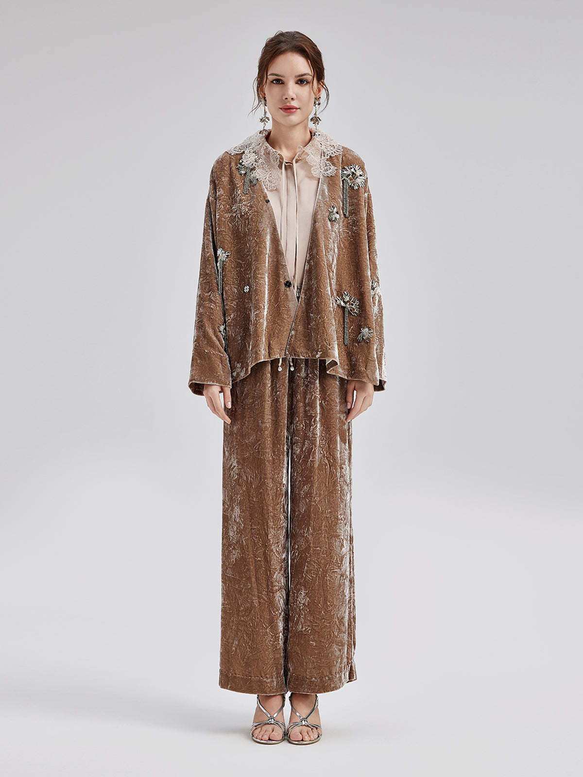 Final Sale | Silk Velvet Tassel Beaded Set