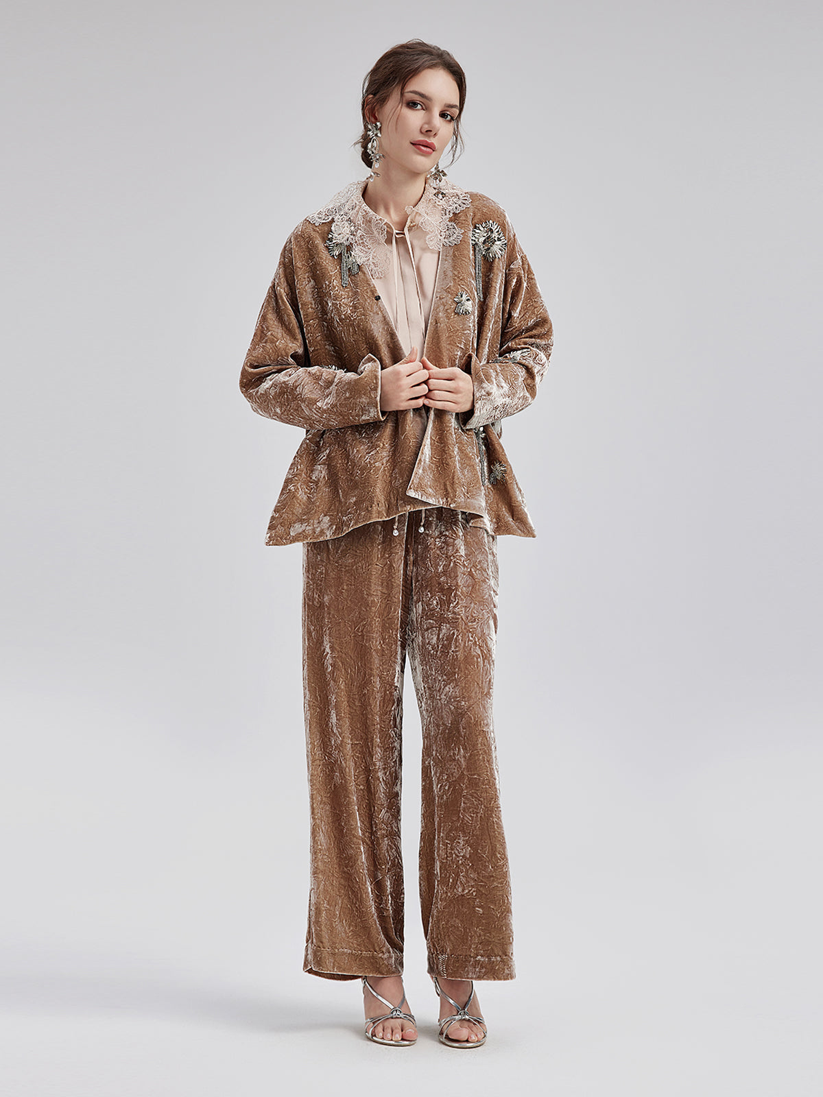 Final Sale | Silk Velvet Tassel Beaded Set
