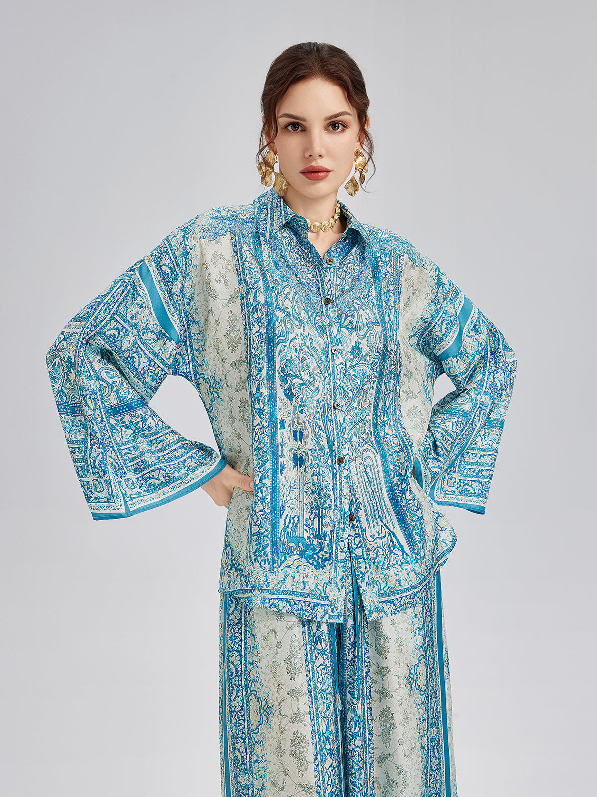 Final Sale | Baroque Printed Silk Lounge Set