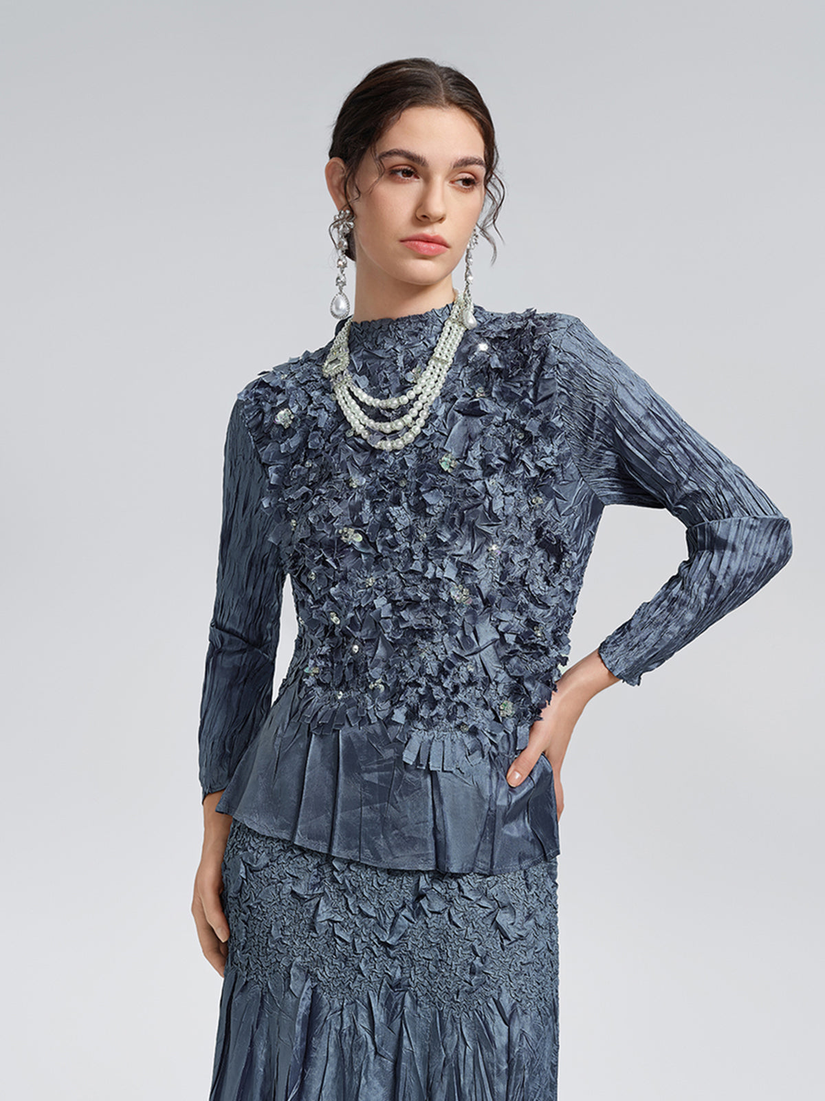 Contemporary clothing piece with clean lines and refined finish