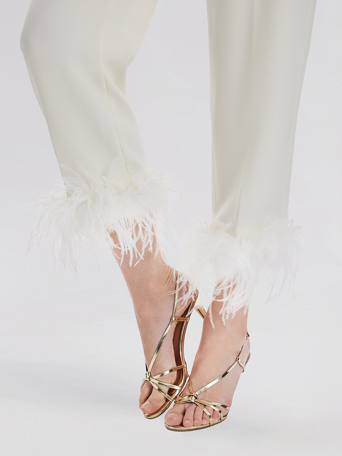 Final Sale | High-Waist Feather Trim Pants