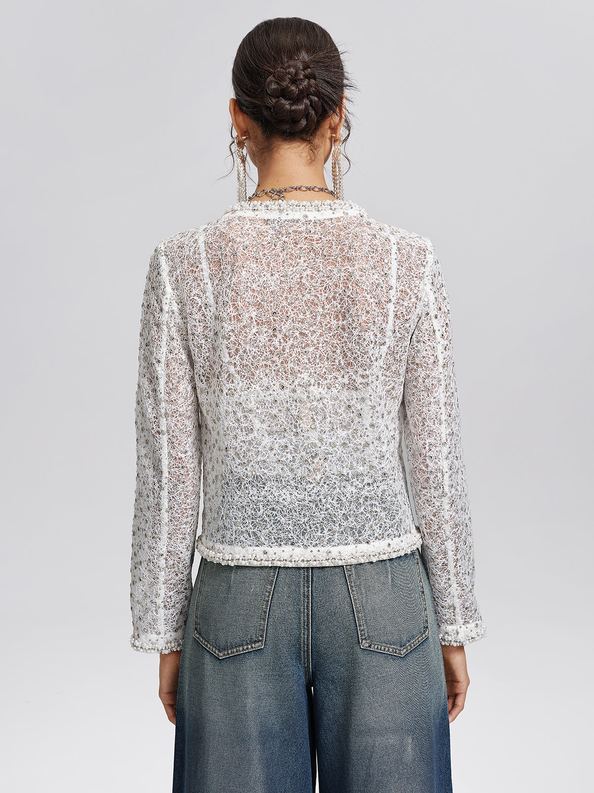 Sparkle Lace Beaded Trim Jacket