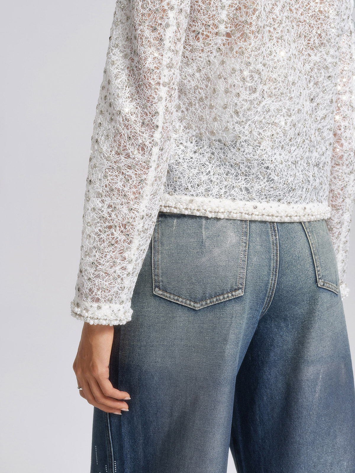 Sparkle Lace Beaded Trim Jacket