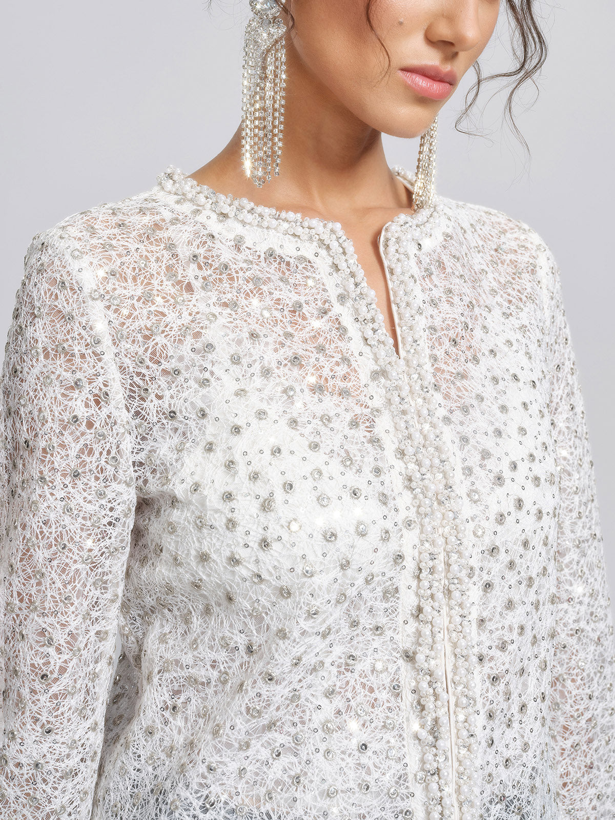 Sparkle Lace Beaded Trim Jacket