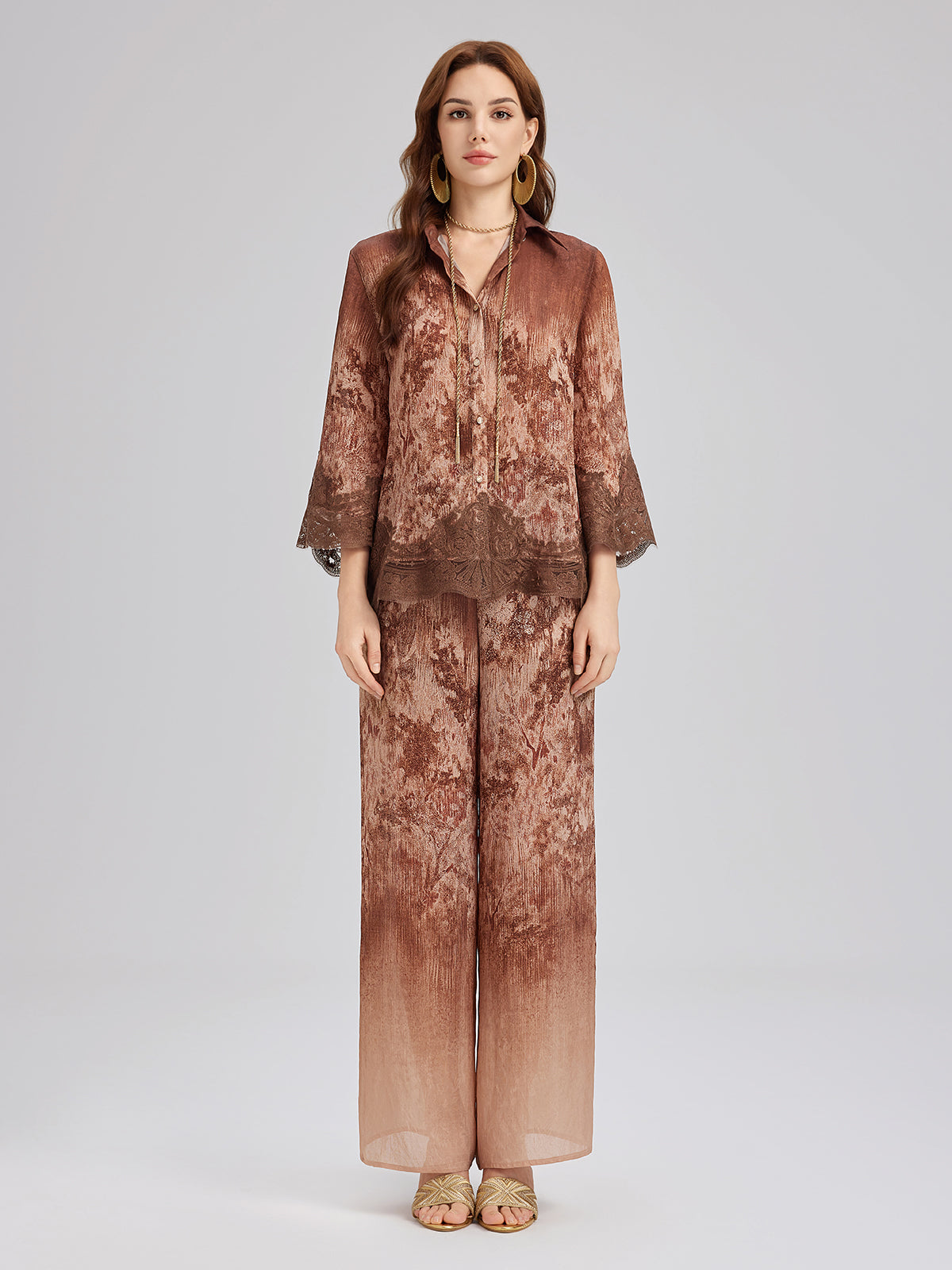 Final Sale | Ombre Lace Panel Shirt
