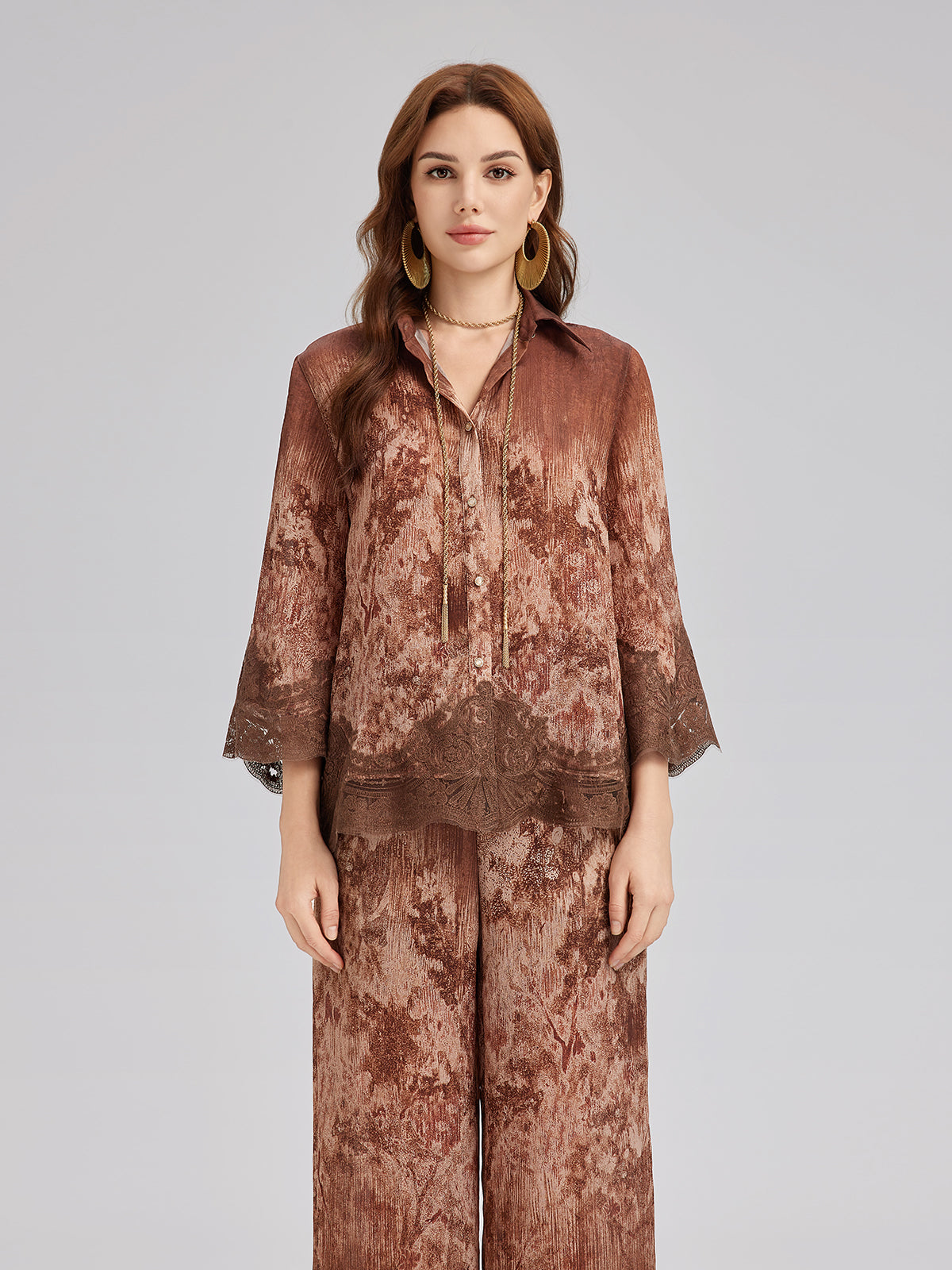 Final Sale | Ombre Lace Panel Shirt