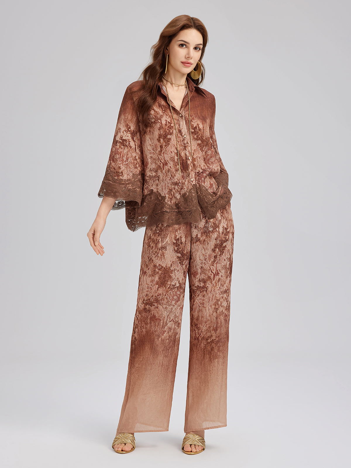 Final Sale | Ombre Lace Panel Shirt