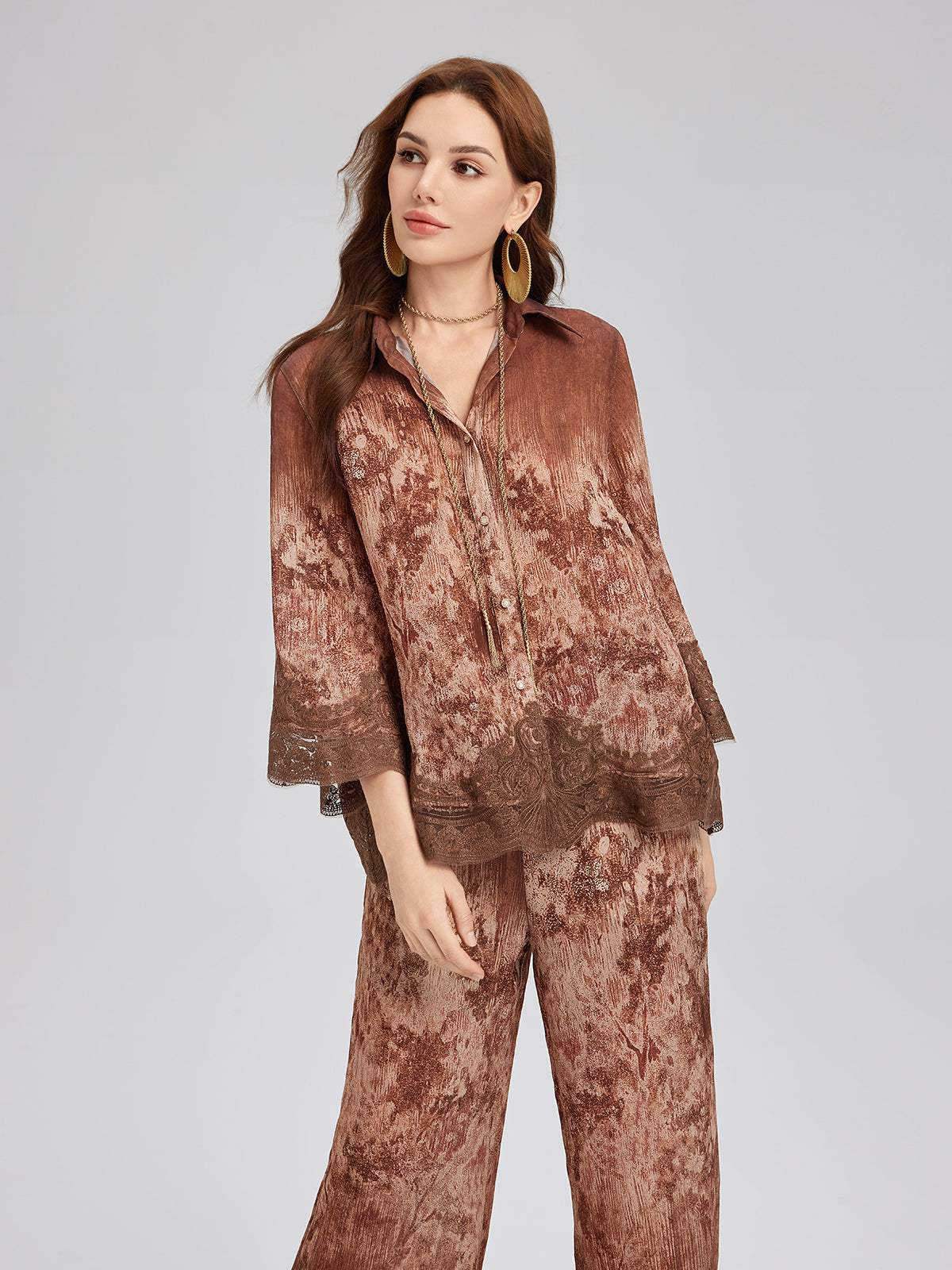 Final Sale | Ombre Lace Panel Shirt