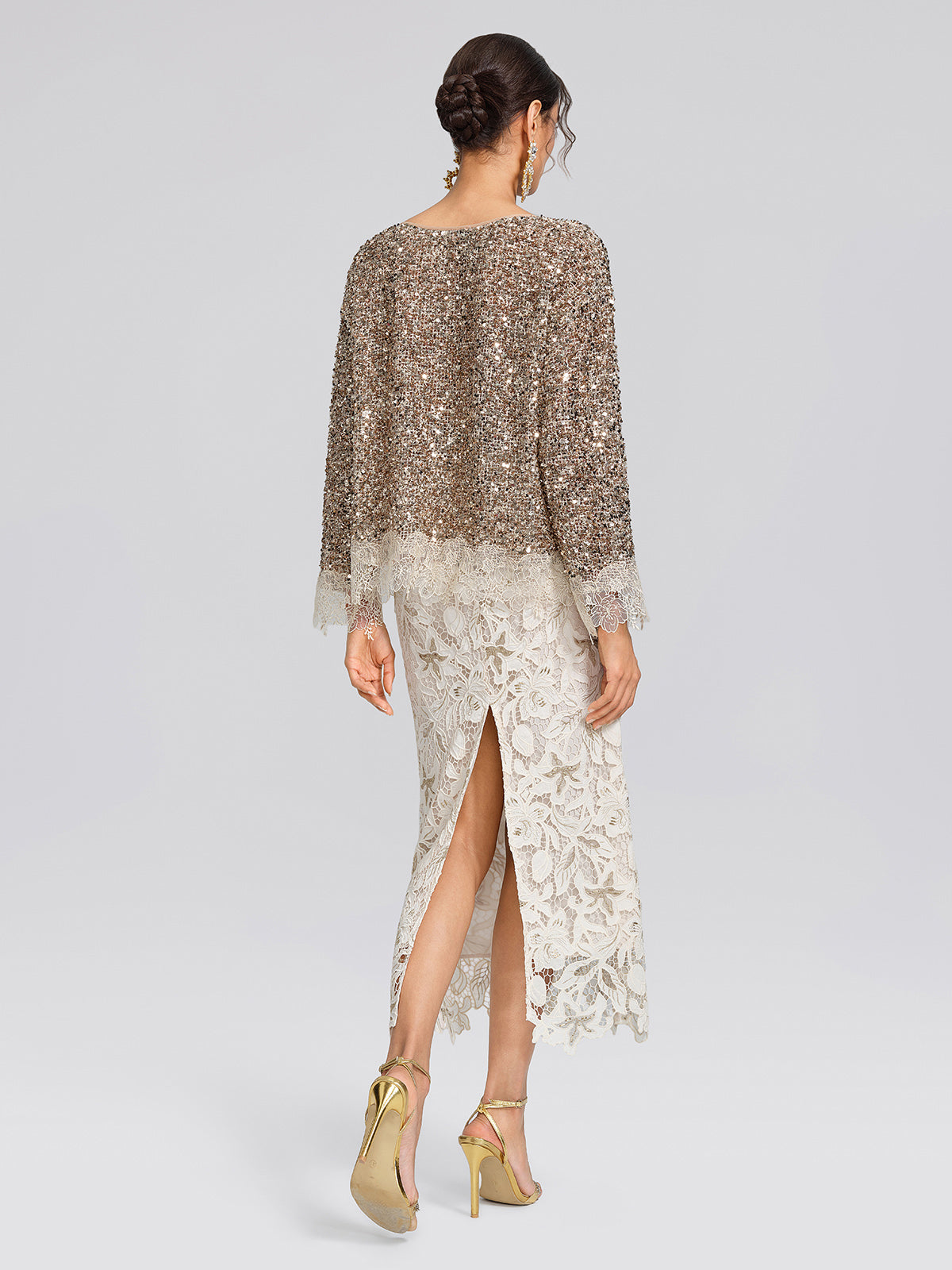 Sequin Floral Lace Blouse