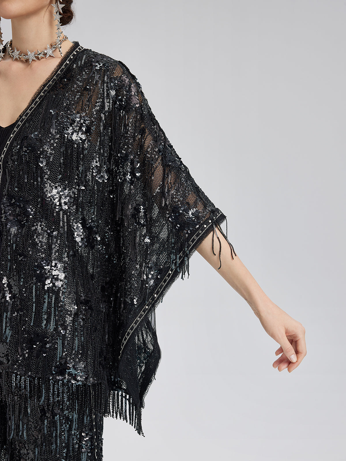 Final Sale | Custom Sequin Fringe Rock Cape