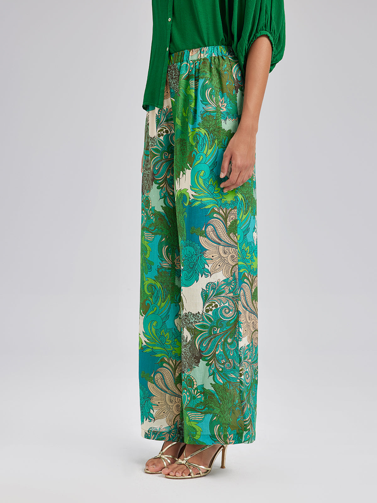 Final Sale | Elastic Waist Floral Printed Ramie Pants