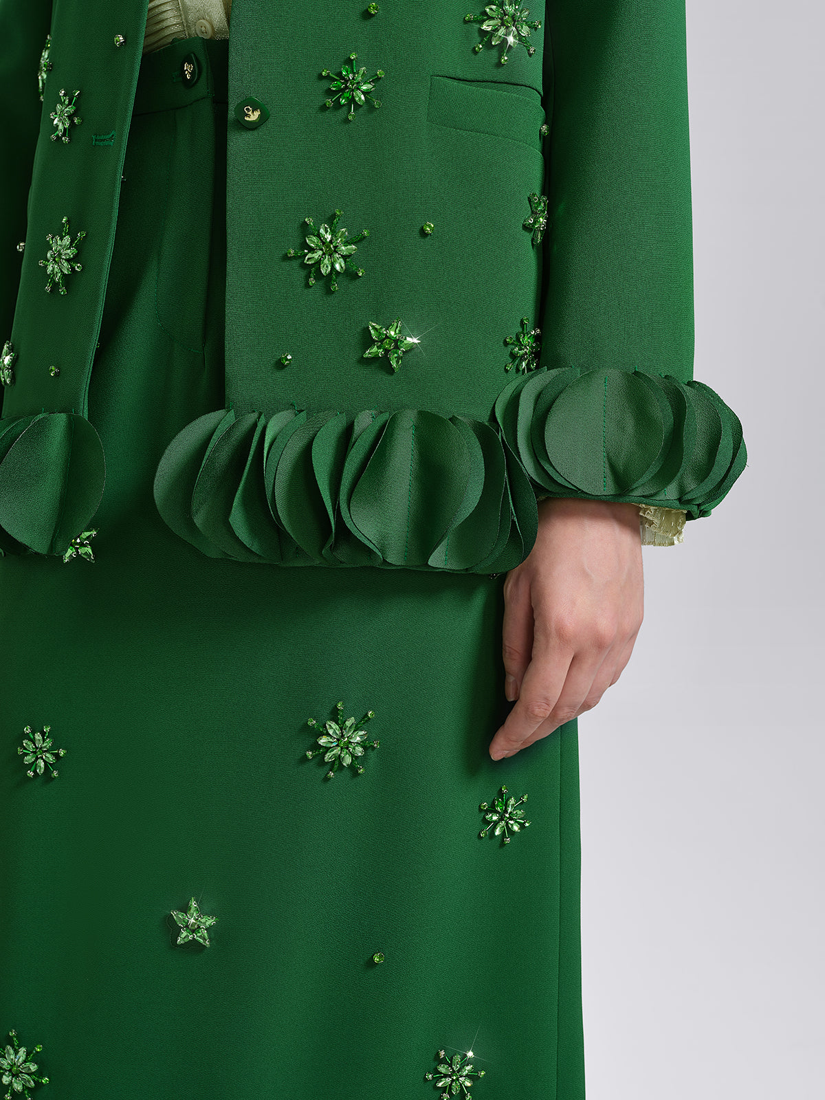 Final Sale | Hand-Beaded Floral Trim Jacket