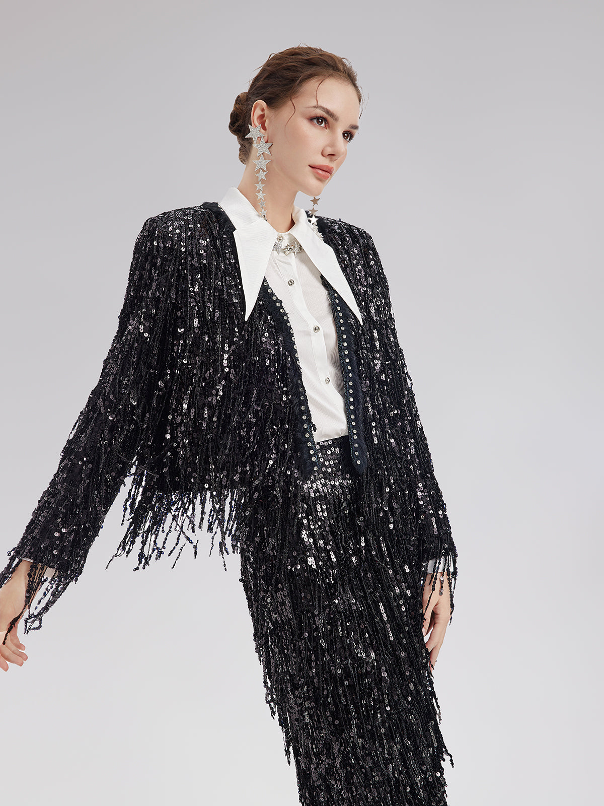 Elegant fashion outfit with lace details