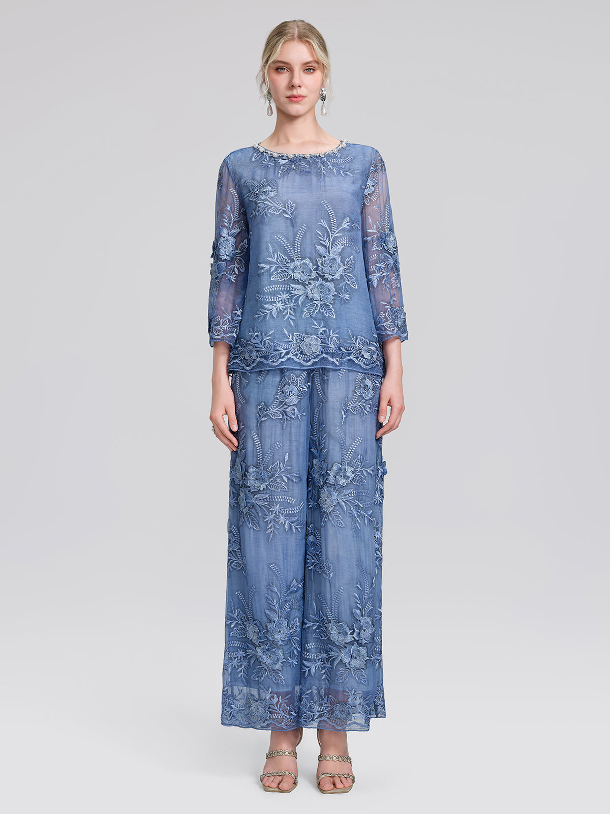 Mulberry Silk Embroidered Beaded Blouse