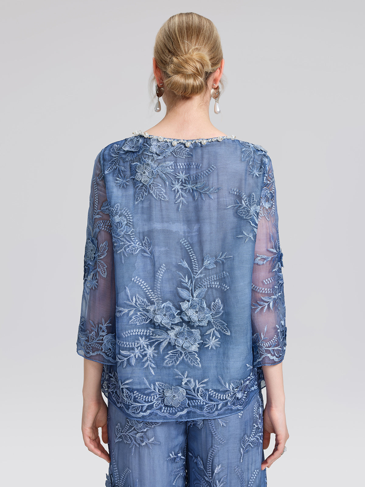 Mulberry Silk Embroidered Beaded Blouse