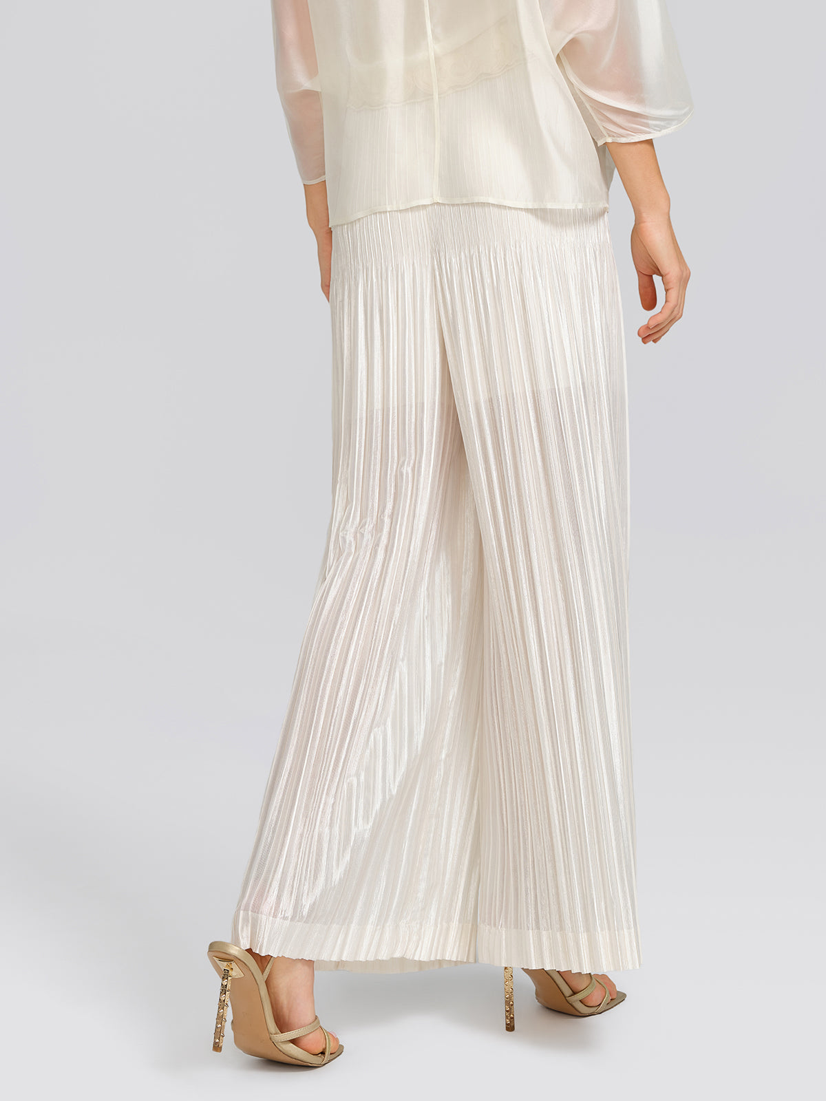 Art Pleated Elastic-Waist Wide-Leg Pants