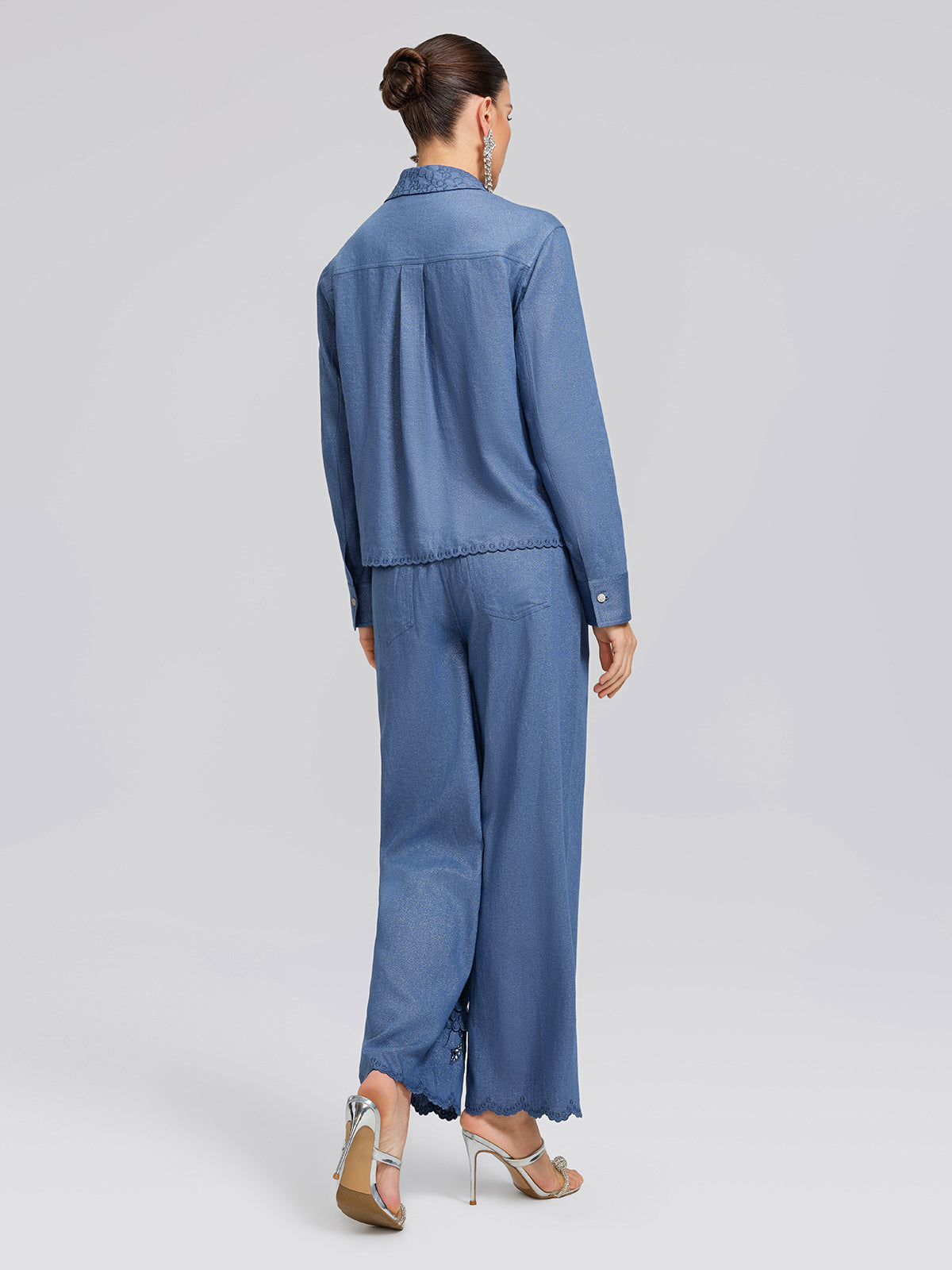 Art Cutout Floral Embroidered Linen Pants