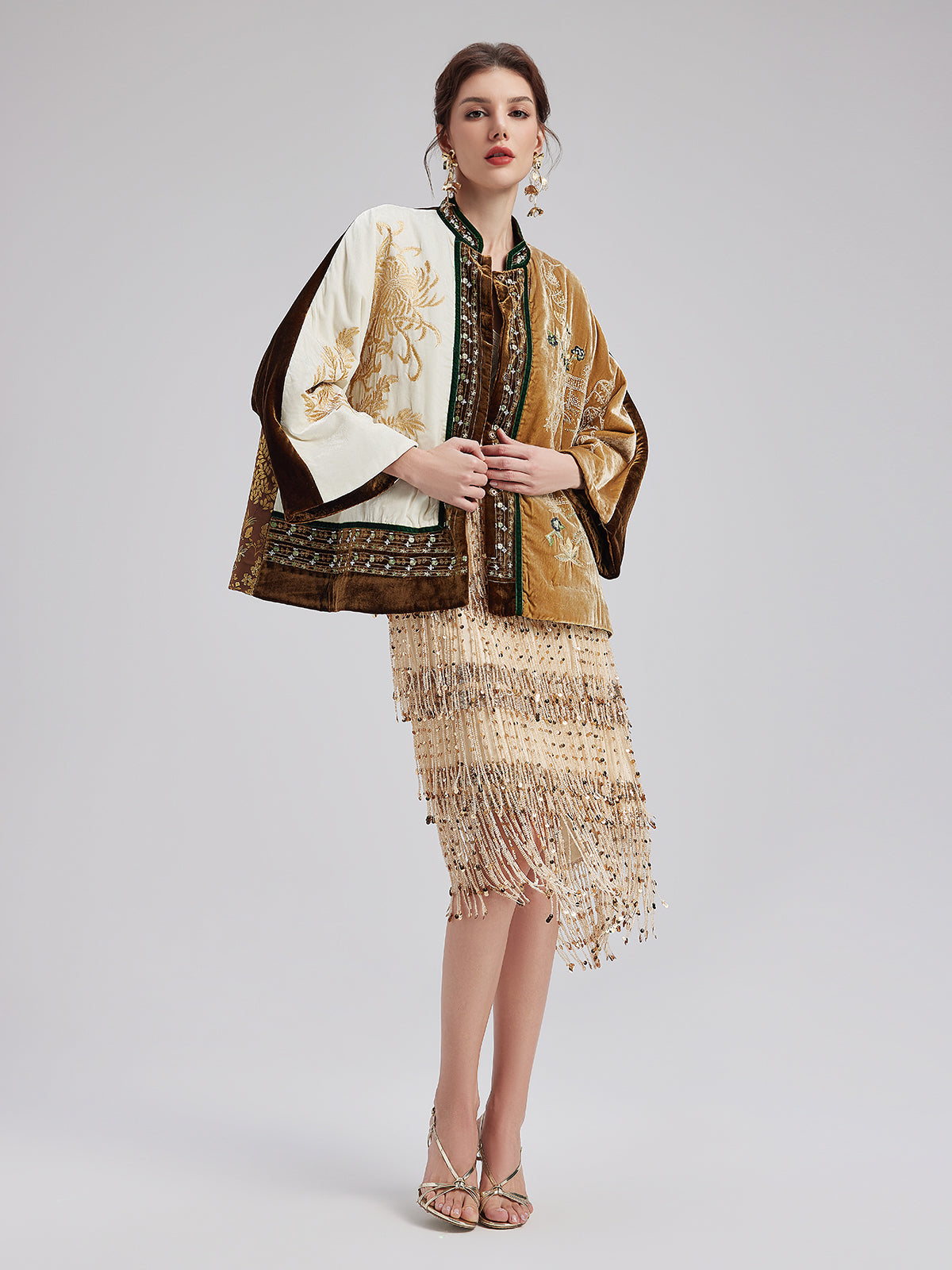 Final Sale | Vintage Silk Velvet Embroidered Tweed Chinese Style Jacket