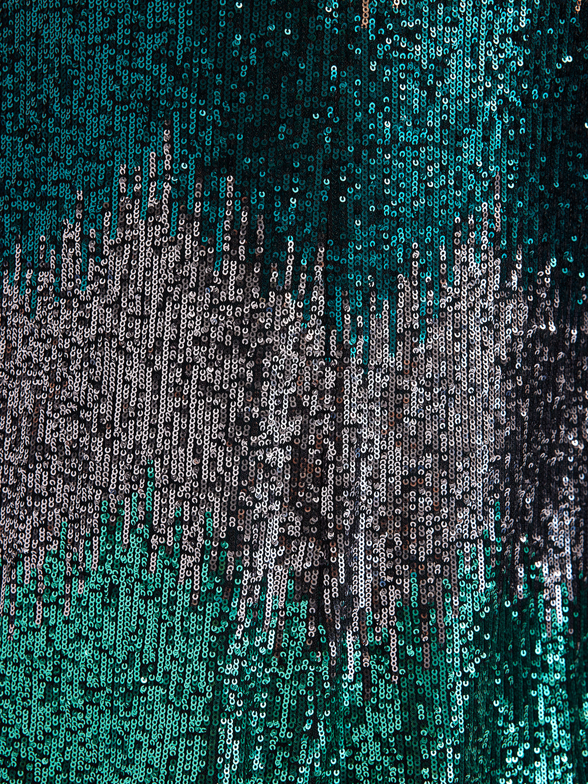 Gradient Sequin V-Neck Stretch Dress