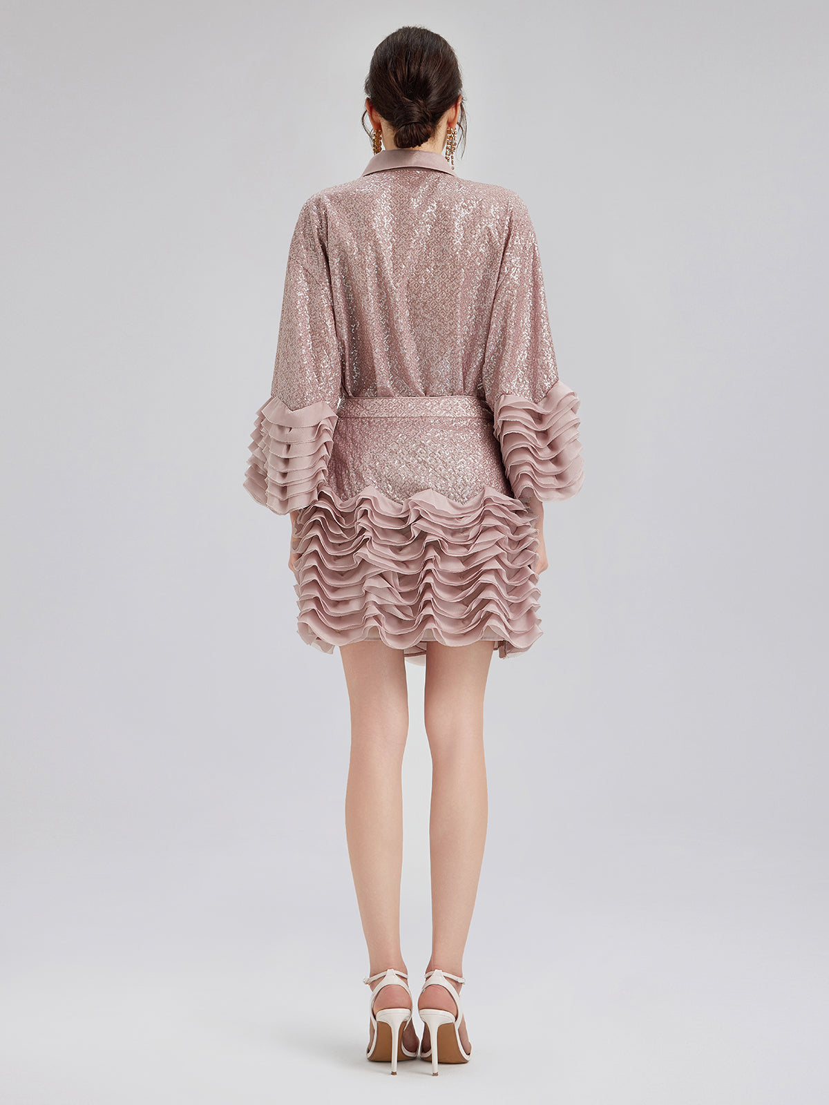 Luxe Ruffled Sequin Pleated Mini Skirt